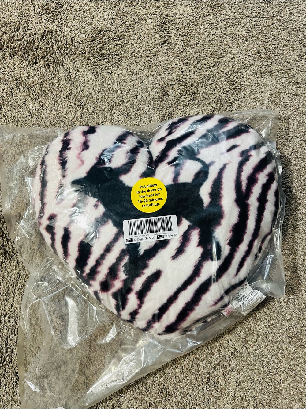 Victoria’s Secret Heart Zebra Dog Pillow NWT